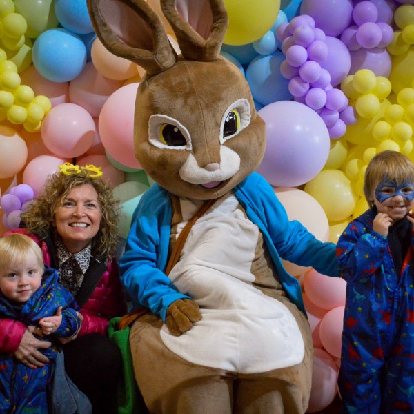 a person holding a bunch of stuffed animals