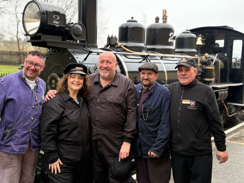 Ruth Jones and Steve Speirs posing for the camera with our crew